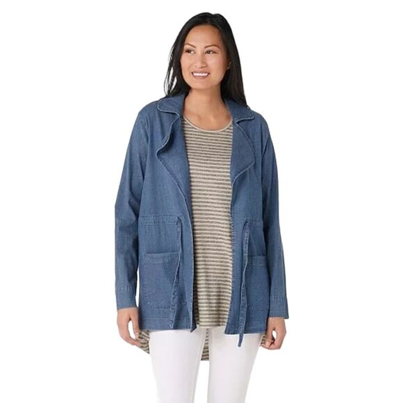 Studio Denim & Co Antique Wash Open Front Denim Summer Jacket 2x - Picture 1 of 7